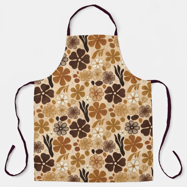 Retro 1970s Floral Graphic Apron (Front)