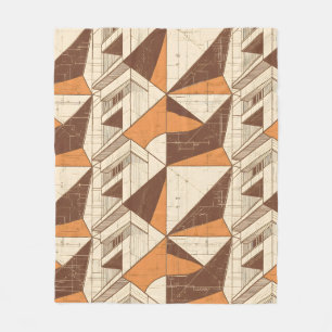 Retro 1970s Geometric Arch Pattern in Burnt Sienna Fleece Blanket