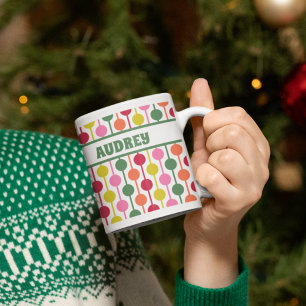 Retro 1970s Geometric Christmas Pattern Coffee Mug