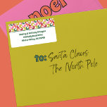 Retro 1970s Geometric Pattern Return Address Label<br><div class="desc">These return address labels have a vintage look with a retro style geometric pattern in red,  lime green,  orange,  pink and green. Your name and address appear in matching green lettering below.</div>