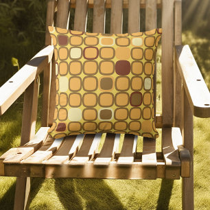 Retro 1970's Harvest Gold Pattern Outdoor Cushion