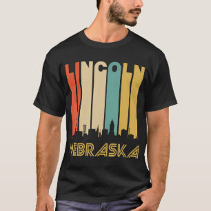 Retro 1970'S Lincoln Nebraska Downtown Skyline T-Shirt