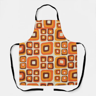 Retro 1970s Mid Century Orange and Brown Geometric Apron