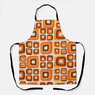 Retro 1970s Mid Century Orange and Brown Geometric Apron