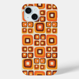 Retro 1970s Mid Century Orange and Brown Geometric iPhone 15 Case