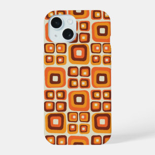Retro 1970s Mid Century Orange and Brown Geometric iPhone 15 Case