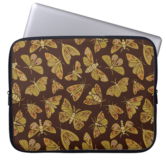Retro 1970s Moths Laptop Sleeve (Front)