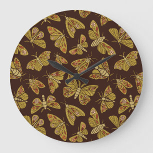 Retro 1970s Moths Large Clock