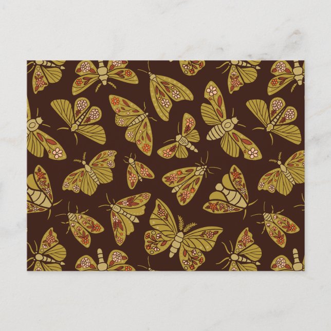 Retro 1970s Moths Postcard (Front)