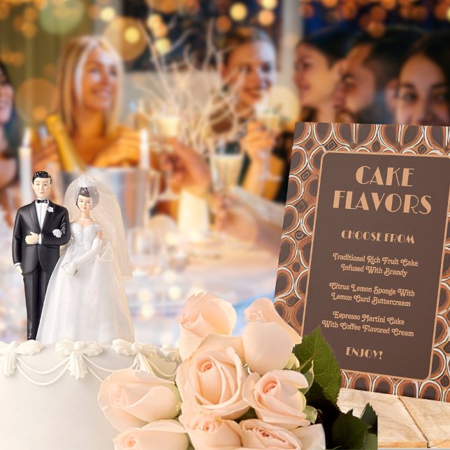 Retro 1970s Pattern | Cake Flavour Wedding Pedestal Sign (Wedding Reception)