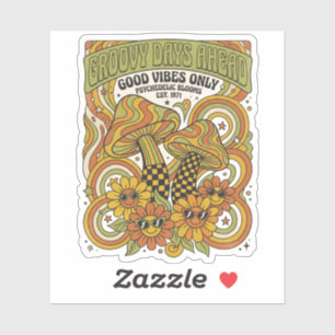 Retro 1970s Psychedelic Design with Mushrooms