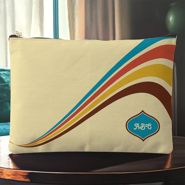 Retro 1970's Stripes Monogram Accessory Pouch (Creator Uploaded)