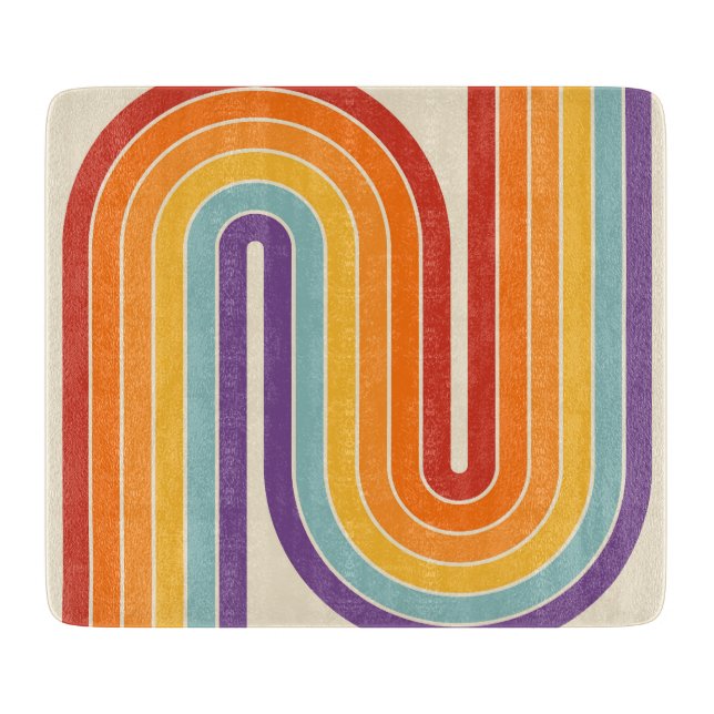 Retro 1970s Style Arched Stripes Geometric Pattern Cutting Board (Front)
