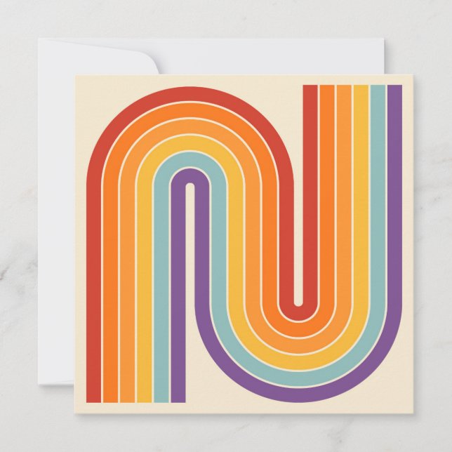 Retro 1970s Style Arched Stripes Geometric Pattern Save The Date (Front)