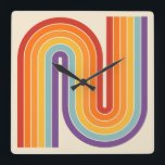 Retro 1970s Style Arched Stripes Geometric Pattern Square Wall Clock<br><div class="desc">Colourful 70s Retro Vintage Style Geometric Pattern.</div>