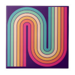 Retro 1970s Style Arched Stripes Geometric Pattern Tile<br><div class="desc">Colourful 70s Retro Vintage Style Geometric Pattern..</div>