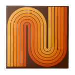 Retro 1970s Style Arched Stripes Geometric Pattern Tile<br><div class="desc">70s Retro Vintage Style Geometric Design In Brown Orange and Yellow.</div>