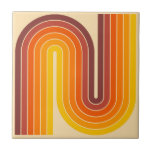 Retro 1970s Style Arched Stripes Geometric Pattern Tile<br><div class="desc">70s Retro Vintage Style Geometric Design In Brown Orange and Yellow.</div>