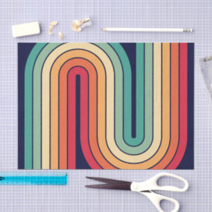 Retro 1970s Style Arched Stripes Geometric Pattern Tissue Paper