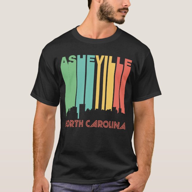 Retro 1970's Style Asheville North Carolina Skylin T-Shirt (Front)