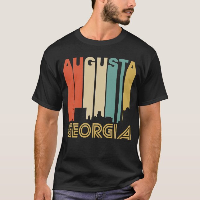 Retro 1970's Style Augusta Georgia Skyline T-Shirt (Front)
