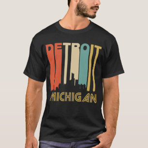 Retro 1970's Style Detroit Michigan Skyline T-Shirt