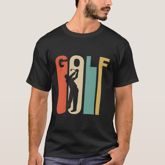 Retro 1970'S Style Golfer Golfing Golf Sports T-Shirt (Front)