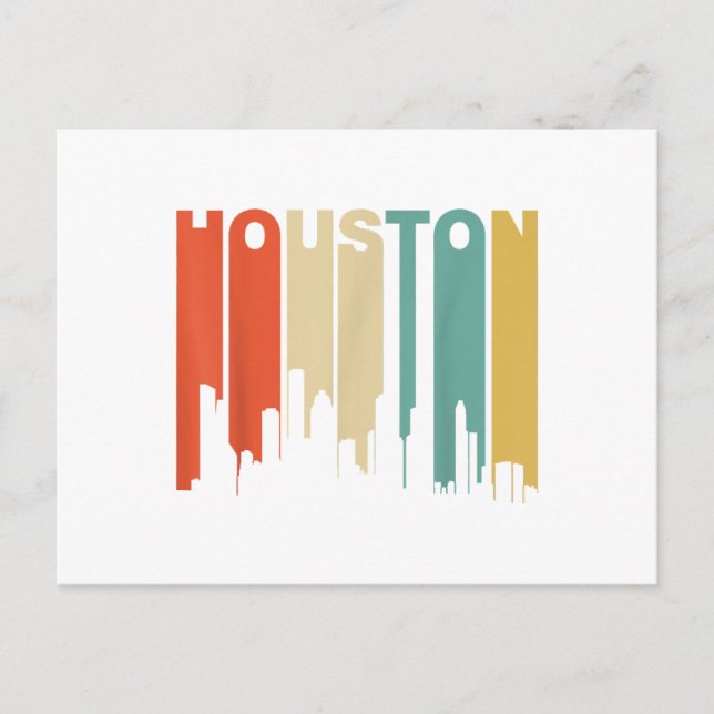Retro 1970's Style Houston Texas Skyline  Holiday Postcard (Front)