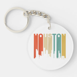 Retro 1970's Style Houston Texas Skyline Key Ring