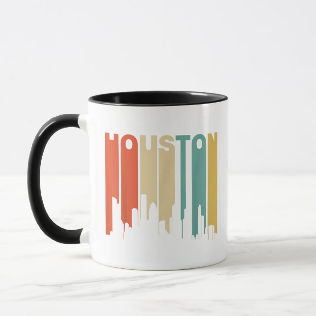 Retro 1970's Style Houston Texas Skyline  Mug (Left)