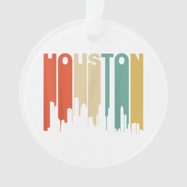 Retro 1970's Style Houston Texas Skyline  Ornament (Front)