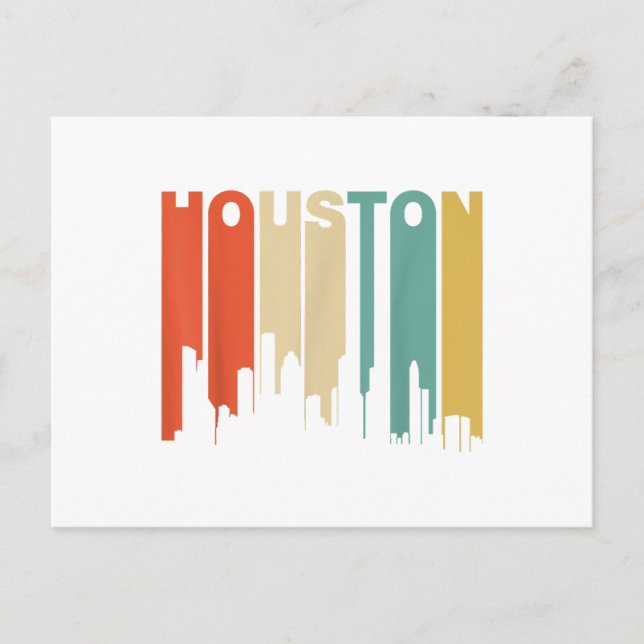 Retro 1970's Style Houston Texas Skyline  Postcard (Front)