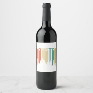 Retro 1970's Style Houston Texas Skyline Wine Label