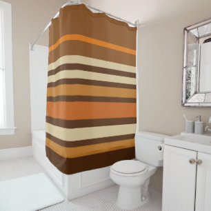 Retro 1970s Style Striped Shower Curtain