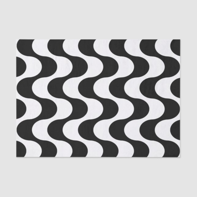 Retro 1970s Style Wavy Op-Art Stripe Pattern Tissue Paper (Front)