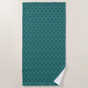 Retro 1970s Teal Turquoise Green Abstract Pattern Beach Towel