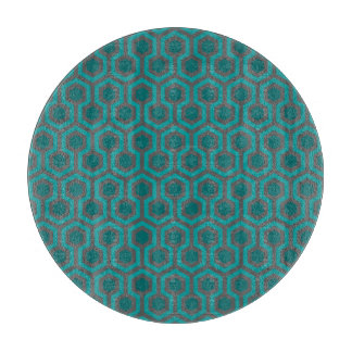 Retro 1970s Teal Turquoise Green Abstract Pattern Cutting Board