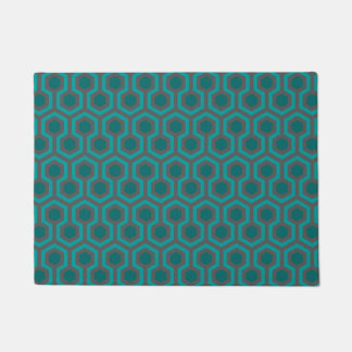 Retro 1970s Teal Turquoise Green Abstract Pattern Doormat