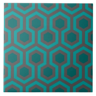 Retro 1970s Teal Turquoise Green Abstract Pattern Tile