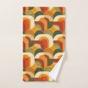 Retro 1970s Vibe Geometric Hearts Bath Towel Set