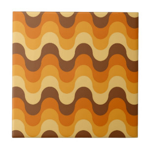Retro 1970s Wavy Op-Art Stripe Pattern Tile