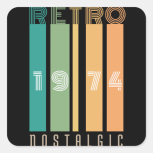 Retro 1974 nostalgic square sticker