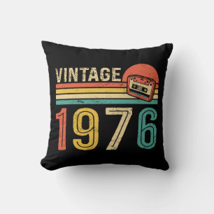 Retro 1976 Birthday Music Cassette Tape Bday Gift Cushion
