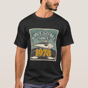 Retro 1978 44 Year Old Fishing Lover 44Th Birthday T-Shirt