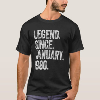 Retro 1980 Birthday January Born Legend Since 1980 T-Shirt