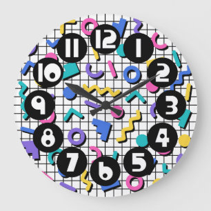 Retro 1980s/1990s Memphis Style Large Clock