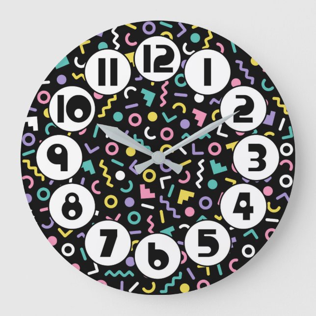 Retro 1980s/1990s Memphis Style Large Clock (Front)