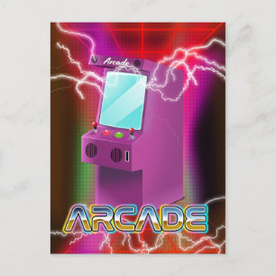 Retro 1980s arcade postcard