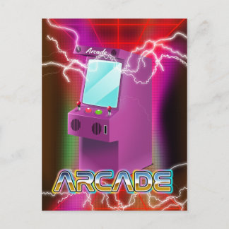 Retro 1980s arcade postcard
