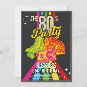 Retro 1980s Birthday Eighties Party Invitation
